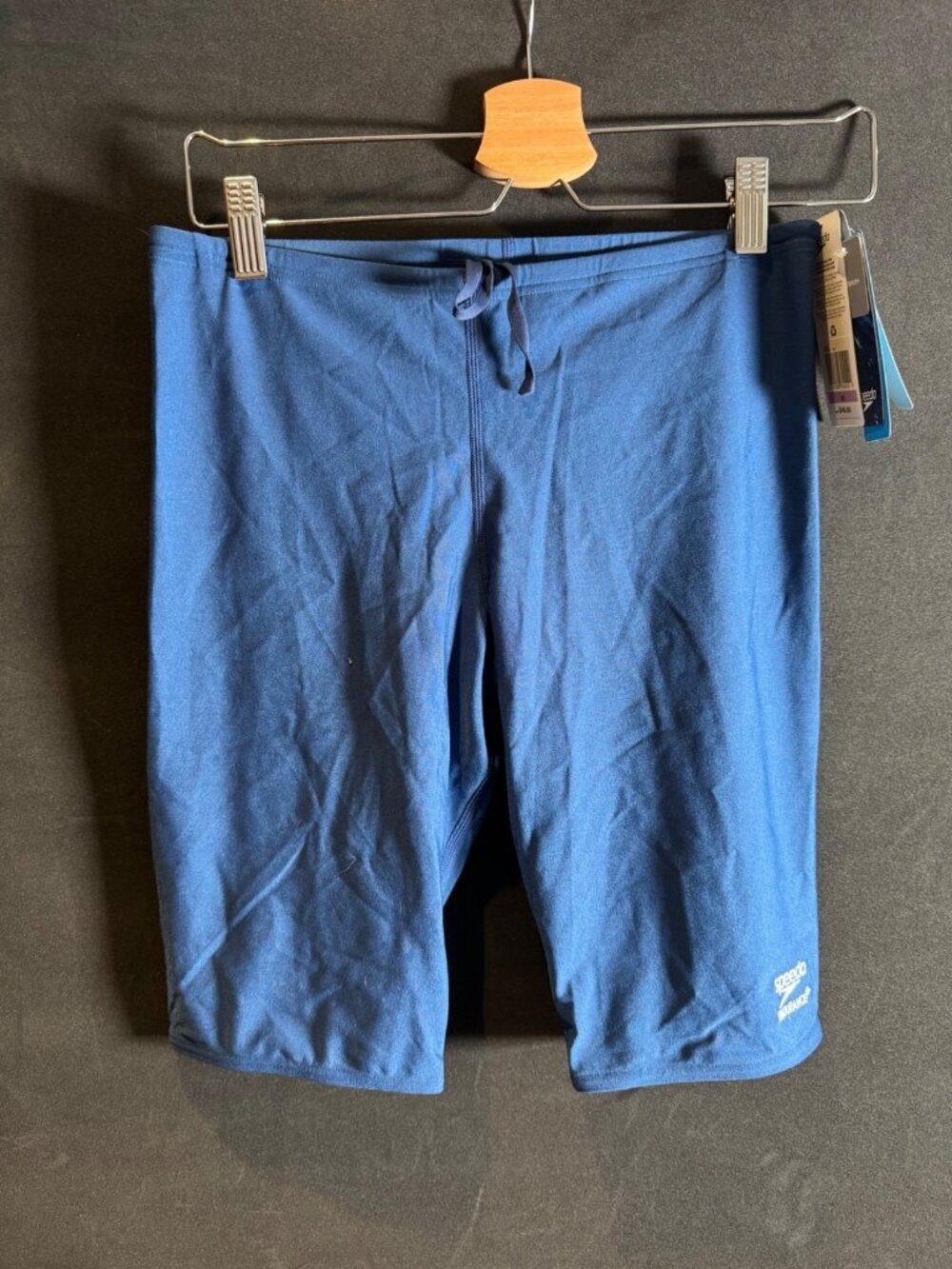 NWT SPEEDO ENDURANCE+ JAMMER MENS SZ 32 SWIM SHORTS SOLID BLUE MSRP $55.00